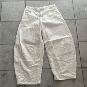 White Men's Casual Relaxed-Fit Barrel Pants